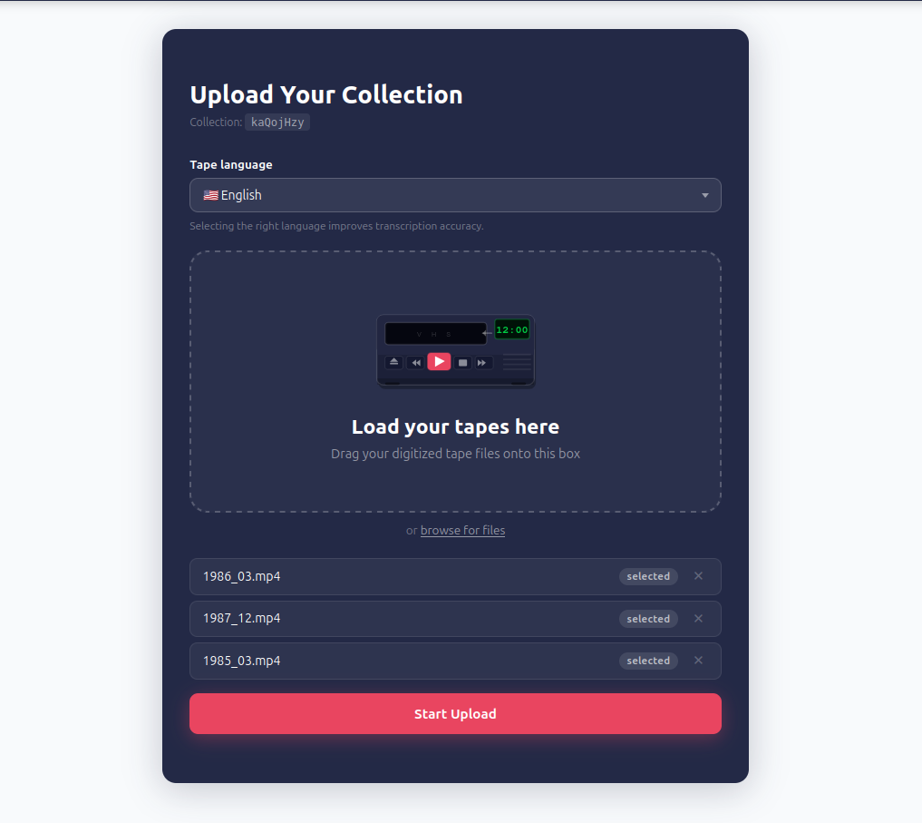 Upload your video files